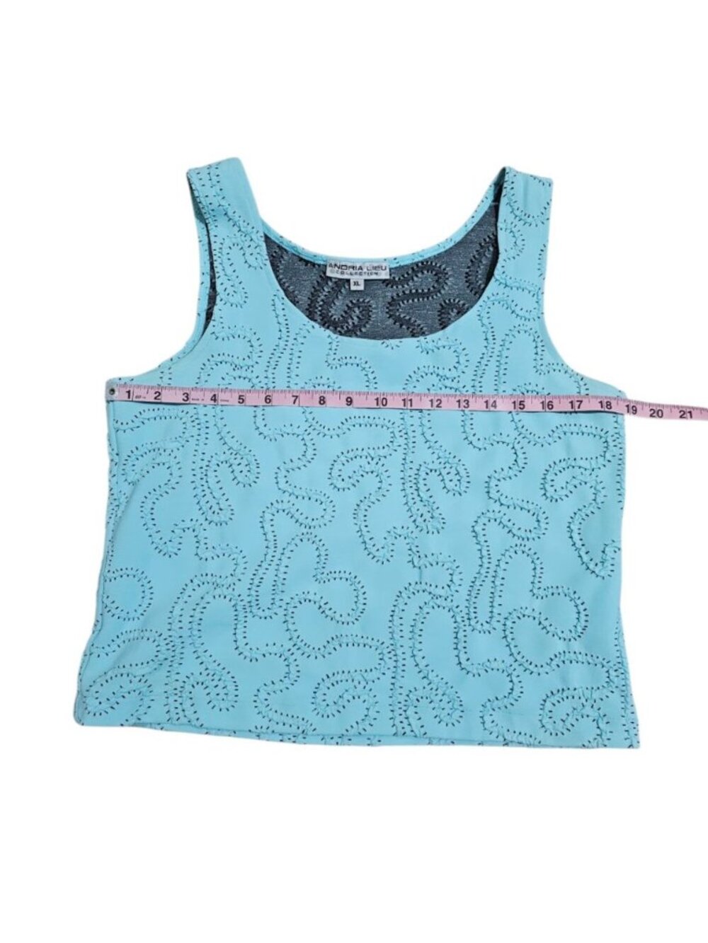 Andria Lieu Womens XL 2-Piece Twin Set Aqua Blue Embroidered Archival Y2K Chic - Picture 5 of 8